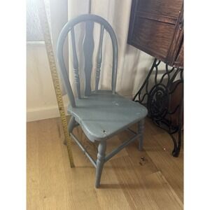 Antique Vintage Children's Curved Back Chair Wood Small Sample Early American